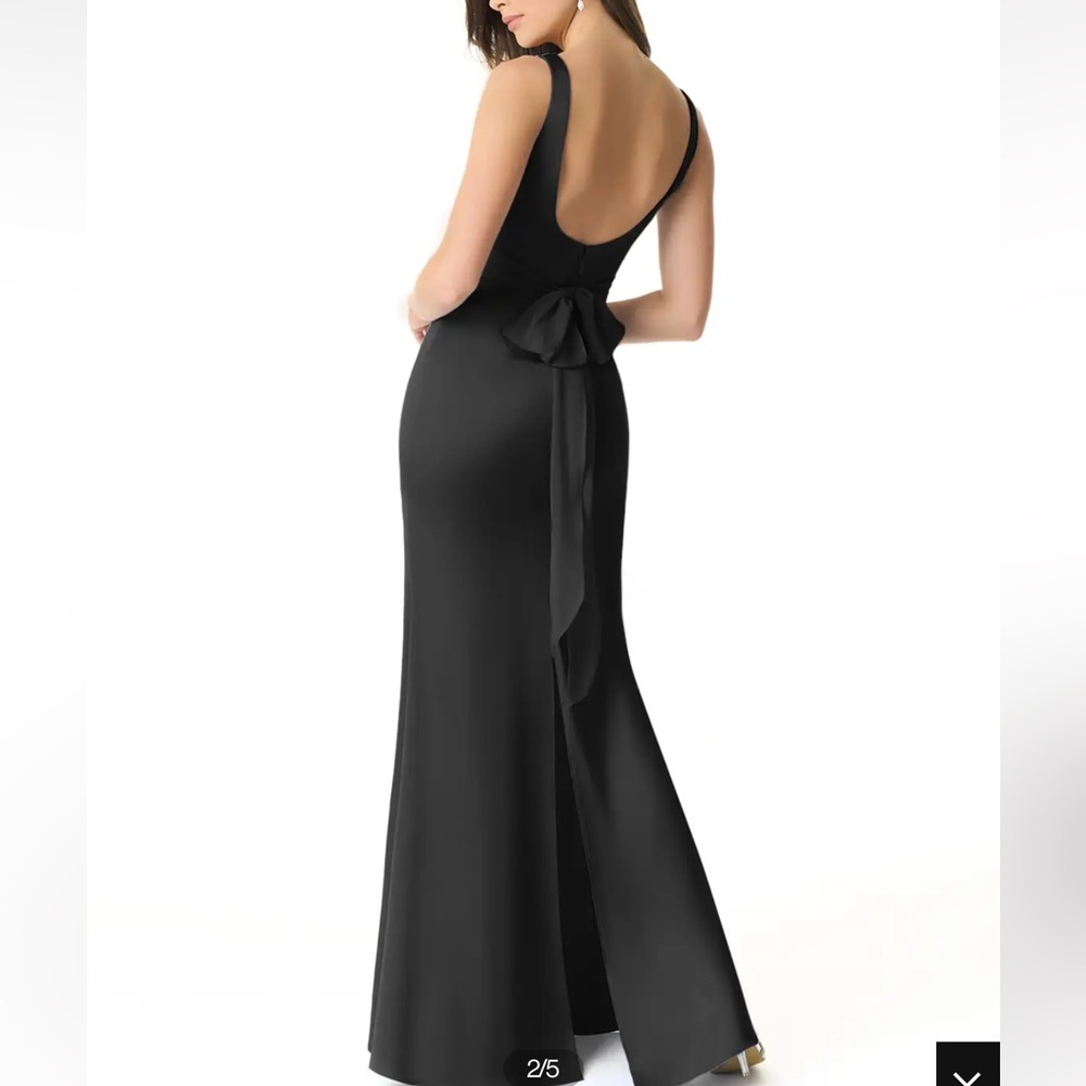 Azazie Riley Dress - Black Matte Satin - Picture 2 of 4